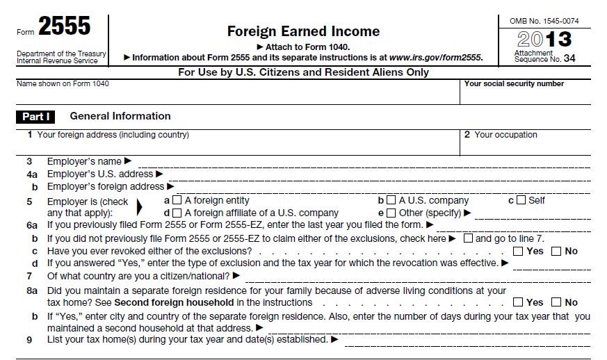 Foreign Earned Income Tax Return